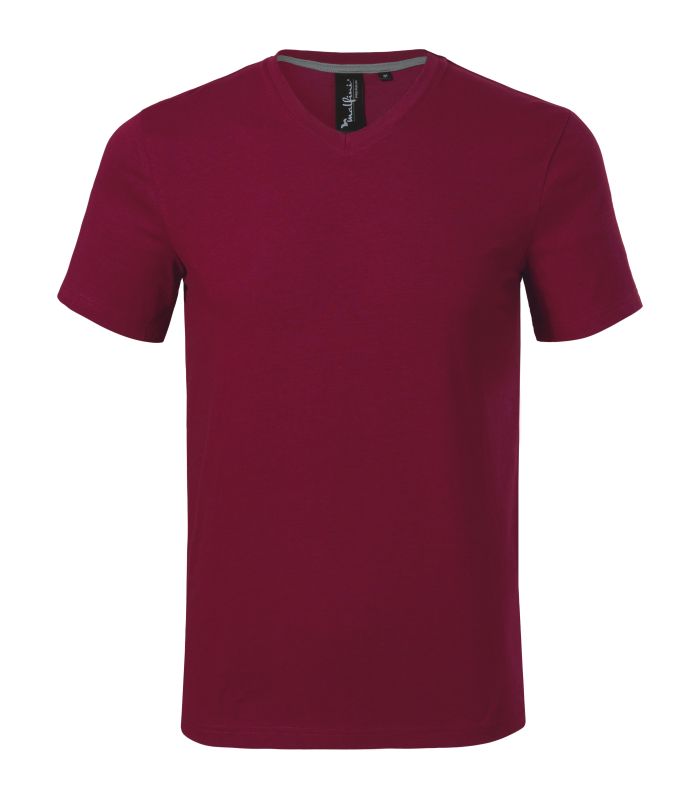 Футболка чоловіча бордового кольору V-neck