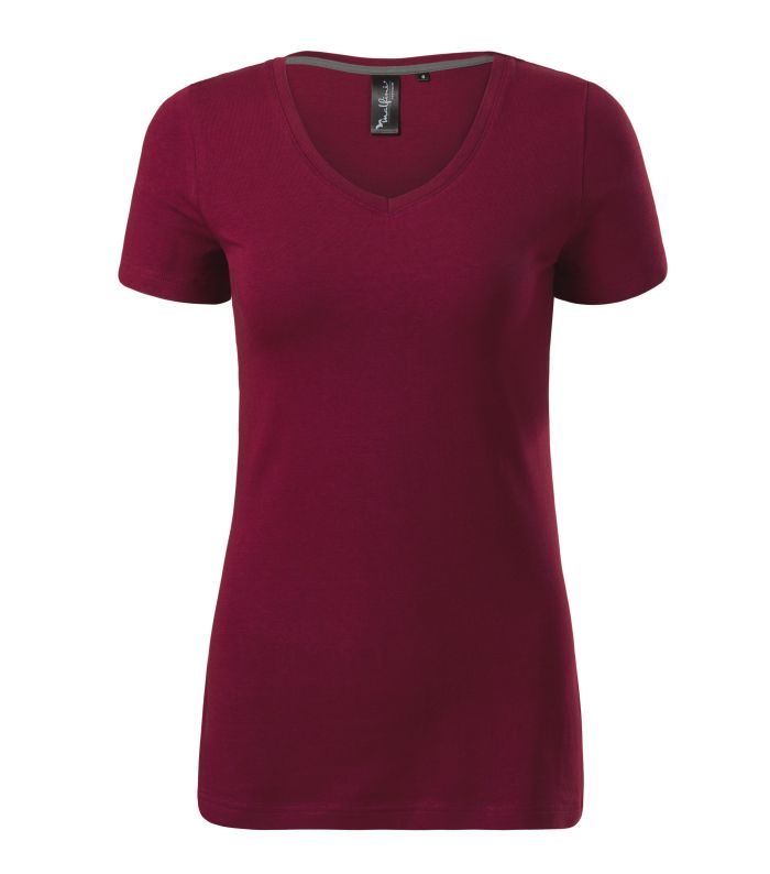 Футболка жіноча бордового кольору V-neck