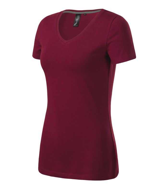 Футболка жіноча бордового кольору V-neck